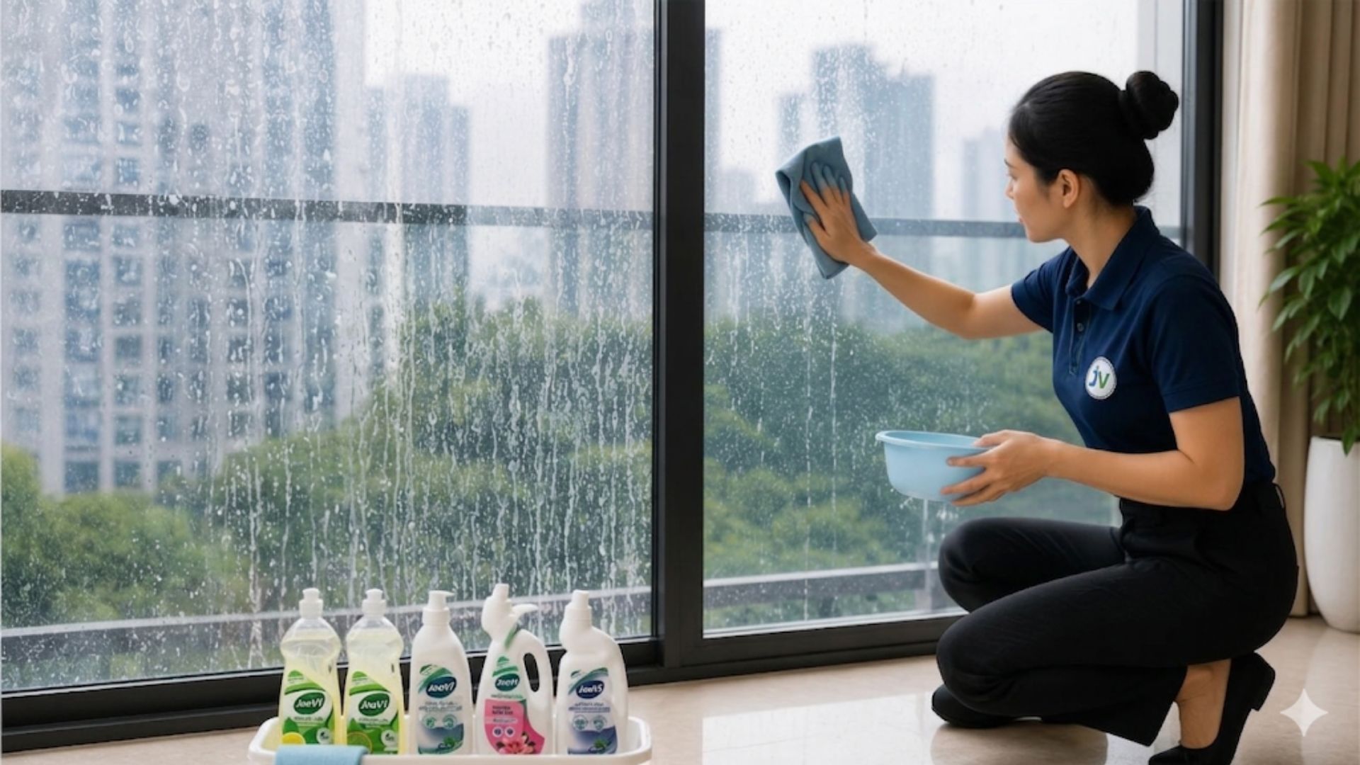 Vết ố cặn canxi trên bề mặt kính