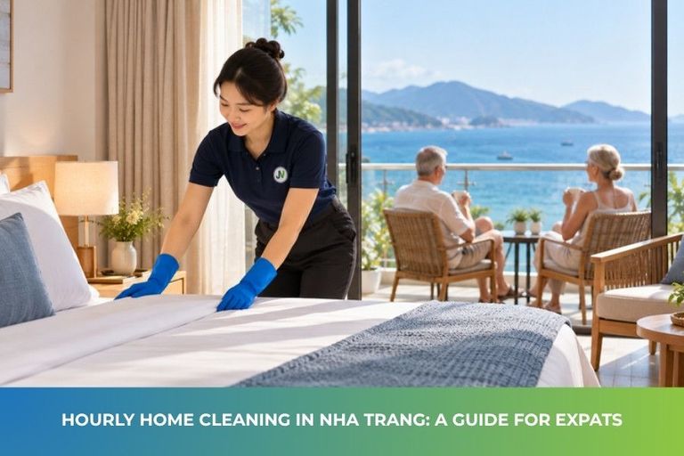 JupViec Partner cleaning an apartment in Nha Trang